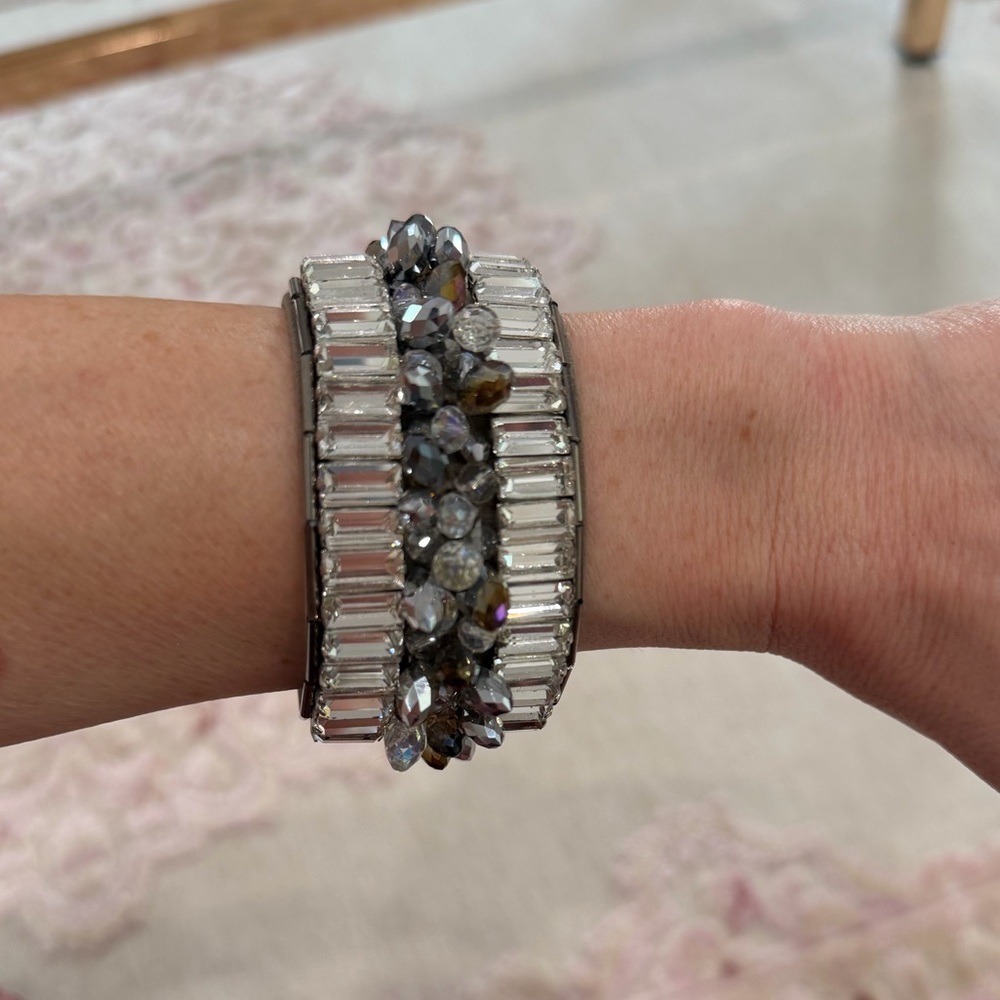 Elegant Silver and Black Crystal Bracelet